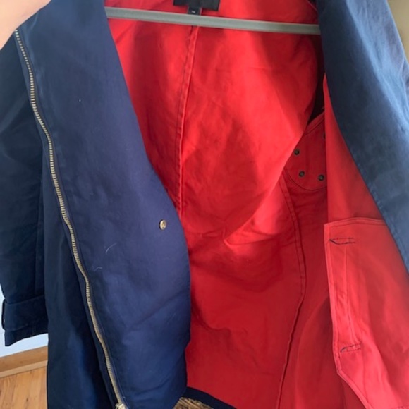 J Crew 100% Cotton Fall Jacket w/ Detachable Hood and Red Lining. - Picture 2 of 8